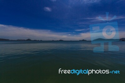 Blue Sea Water Surface On Sky Stock Photo