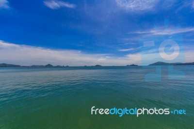 Blue Sea Water Surface On Sky Stock Photo