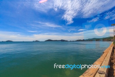 Blue Sea Water Surface On Sky Stock Photo