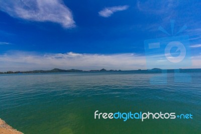 Blue Sea Water Surface On Sky Stock Photo