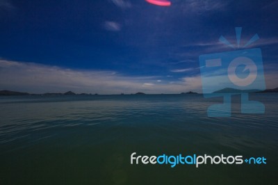 Blue Sea Water Surface On Sky Stock Photo