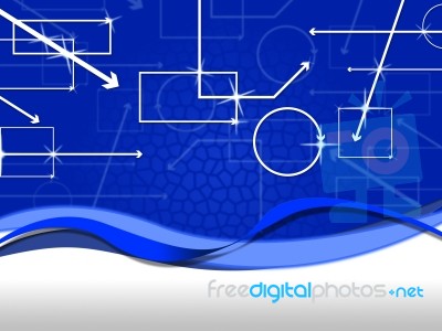 Blue Shapes Background Means Rectangles Oblongs And Arrows
 Stock Image