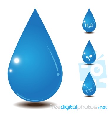 Blue Shiny Water Drop.  Illustration Stock Image