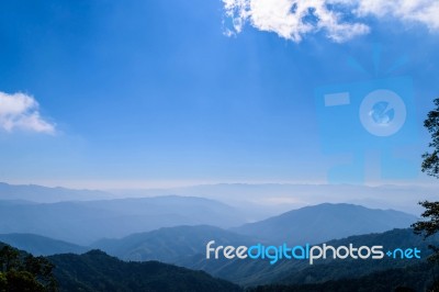 Blue Sky On Mountain Stock Photo