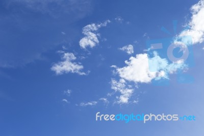 Blue Sky With White Cloud In Summer Sunny Day Stock Photo