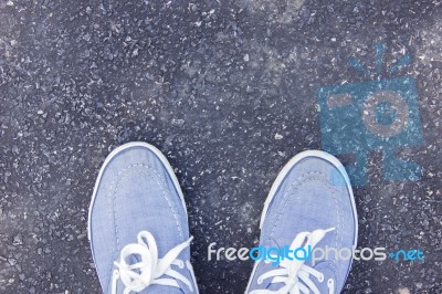 Blue Sneakers Stock Photo