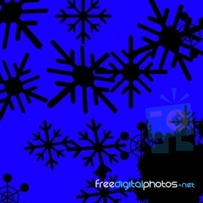 Blue Snowflakes Background Means Frozen Cold And Snowing Stock Image