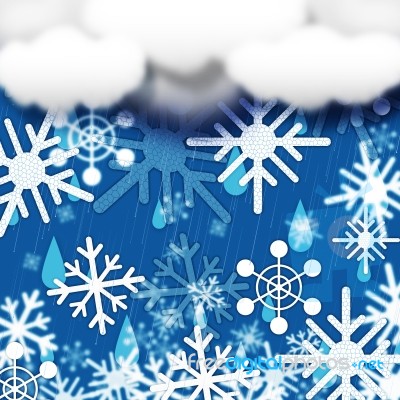 Blue Snowflakes Background Shows Snow Cloud And Snowing
 Stock Image