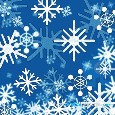 Blue Snowflakes Background Shows Winter And Frozen
 Stock Image