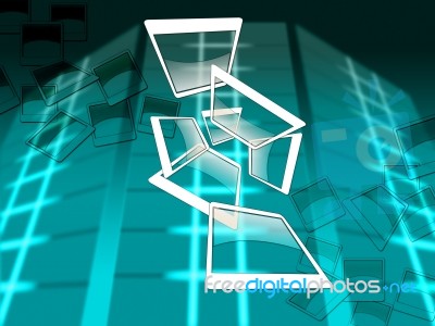 Blue Squares Indicates Light Burst And Glowing Stock Image