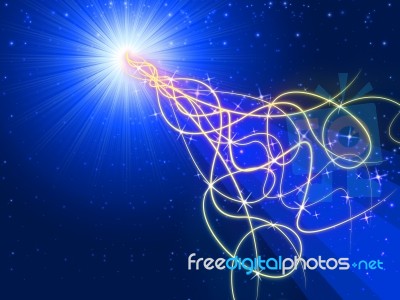 Blue Squiggles Background Shows Bright Rays And Pattern
 Stock Image