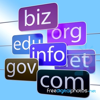 Blue Url Words Shows Org Biz Com Edu Stock Image