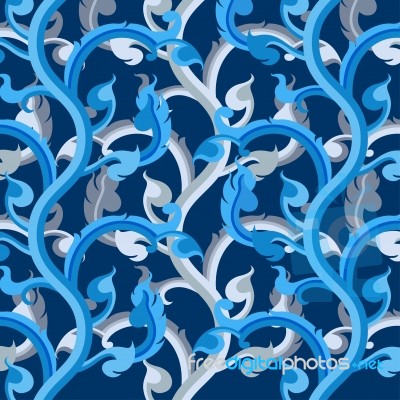 Blue Vine Art Pattern Stock Image