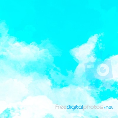 Blue Watercolor Clouds And Sky Background Stock Image