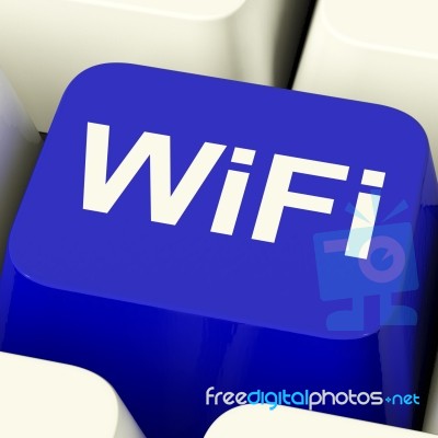 Blue Wifi Internet Button Stock Image