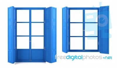 Blue Windows Isolated On White Background Stock Image