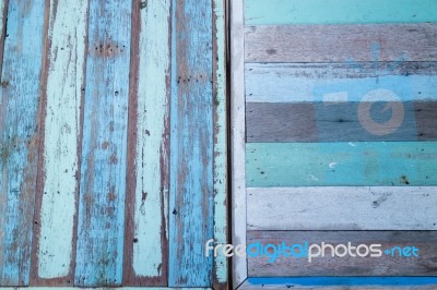 Blue Wooden Background Of Table Top Stock Photo