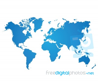 Blue World Map On White Background Stock Image