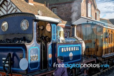 Bluebell Steam Train At Sheffield Park Station Stock Photo