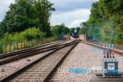 Bluebell Steaming Into East Grinstead Station Stock Photo