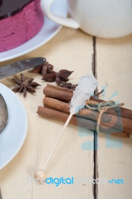 Blueberry And Raspberry Cake Mousse Dessert Stock Photo