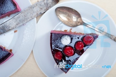 Blueberry And Raspberry Cake Mousse Dessert Stock Photo