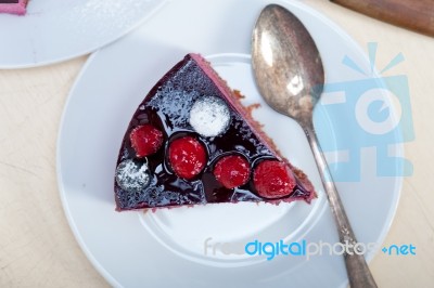 Blueberry And Raspberry Cake Mousse Dessert Stock Photo