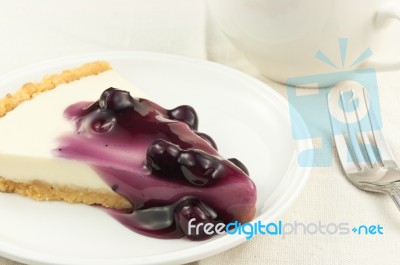 Blueberry Cheese Pie Stock Photo