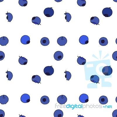 Blueberry Seamless Pattern By Hand Drawing On White Backgrounds Stock Image