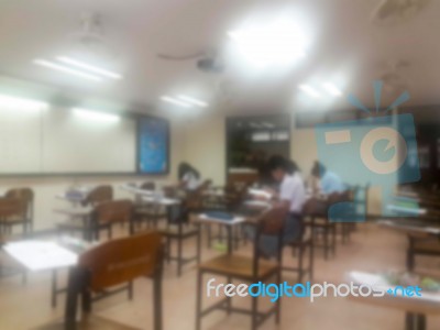 Blur Background University Students Writing Answer Doing Exam In… Stock Photo