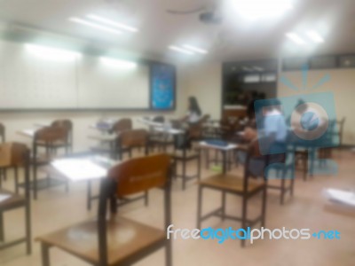 Blur Background University Students Writing Answer Doing Exam In… Stock Photo