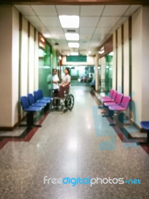 Blur Hospital Interior For Background Stock Photo