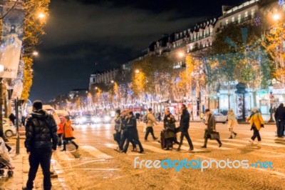 Blur Of People Across The Street Stock Photo