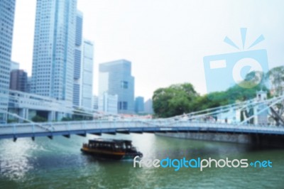 Blurred Abstract Background Of Ships Pass Under The Bridge In The City Stock Photo