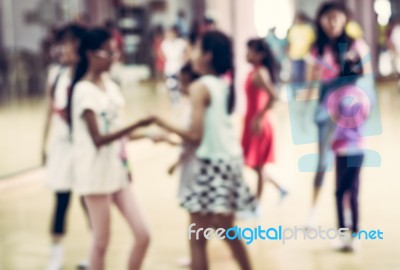 Blurred Children Are In Dancing Class Stock Photo