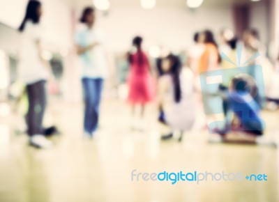 Blurred Children Are In Dancing Class Stock Photo