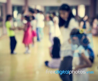 Blurred Children Are In Dancing Class Stock Photo