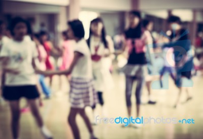 Blurred Children Are In Dancing Class Stock Photo