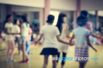 Blurred Children Are In Dancing Class Stock Photo