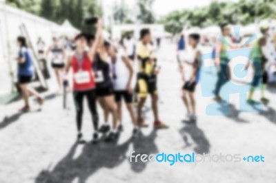 Blurred Crowd Of Athlete For Marathon Stock Photo