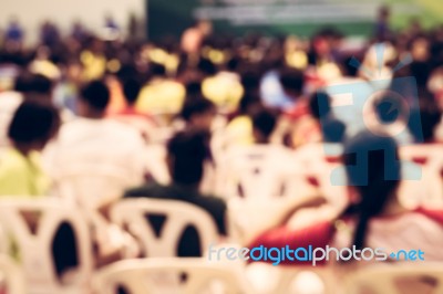 Blurred Crowd Of Children In The Hall Stock Photo