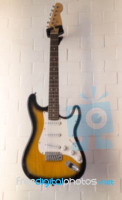 Blurred Electric  Guitar In The Shop Stock Photo