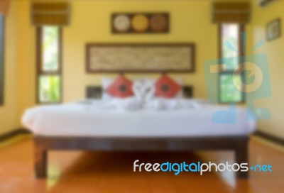 Blurred Image Interior Of  Bedroom Stock Photo