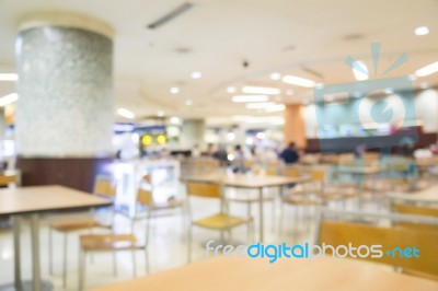 Blurred Image Of Food Court In Mall Stock Photo