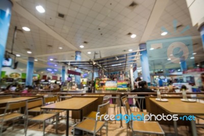 Blurred Of Food Court With Many People Stock Photo