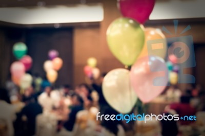 Blurred People In The Banquet Room Stock Photo