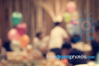 Blurred People In The Banquet Room Stock Photo