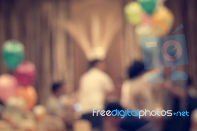 Blurred People In The Banquet Room Stock Photo