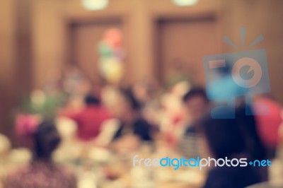 Blurred People In The Banquet Room Stock Photo