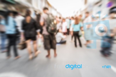 Blurred People On The Street In Phuket Old Town Stock Photo